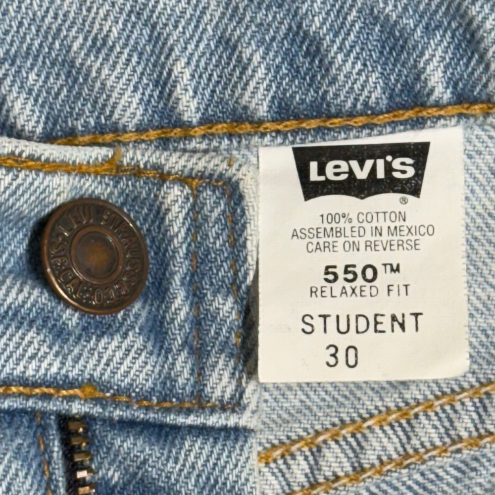 Levi's 550 Denim Shorts Student 30 Light Wash Orange Tab Relaxed Fit Vintage 90s - Picture 4 of 9